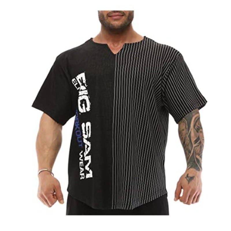 BGSM Big Sam Elite Workout Wear Activewear Shirt Mens Sz 3XL Black Split Graphic gallery