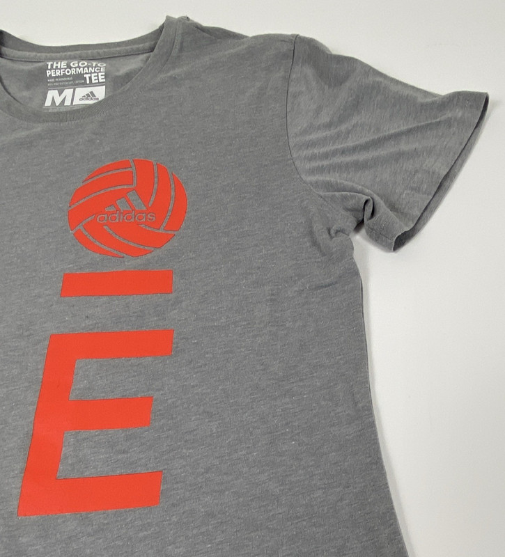 Adidas Go-To Performance Tee Men’s M Gray/Red LOVE Volleyball T-Shirt gallery