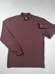 Vintage Y2K Nike Long Sleeve Golf Mock Neck Shirt Embroidered Maroon L