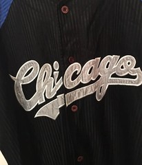 Wasso Yutu Chicago Men’s Sz XL 50” Blue Black Baseball Jersey Sewn Lettering