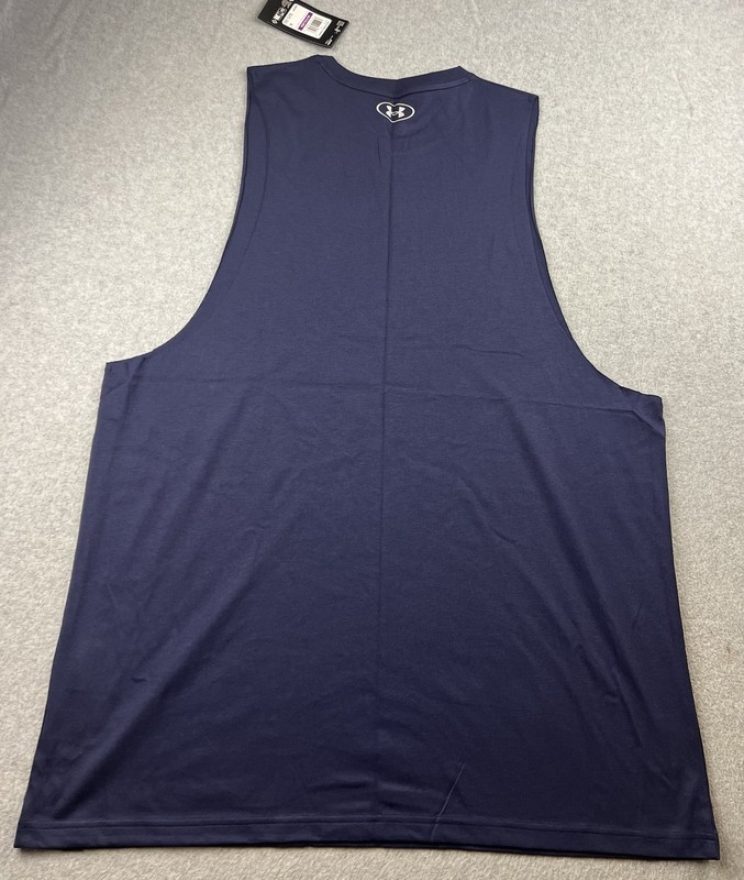 LOT OF 2 Under Armour Project Rock Men’s Training Tank 2XLT 1383195 Navy/White gallery