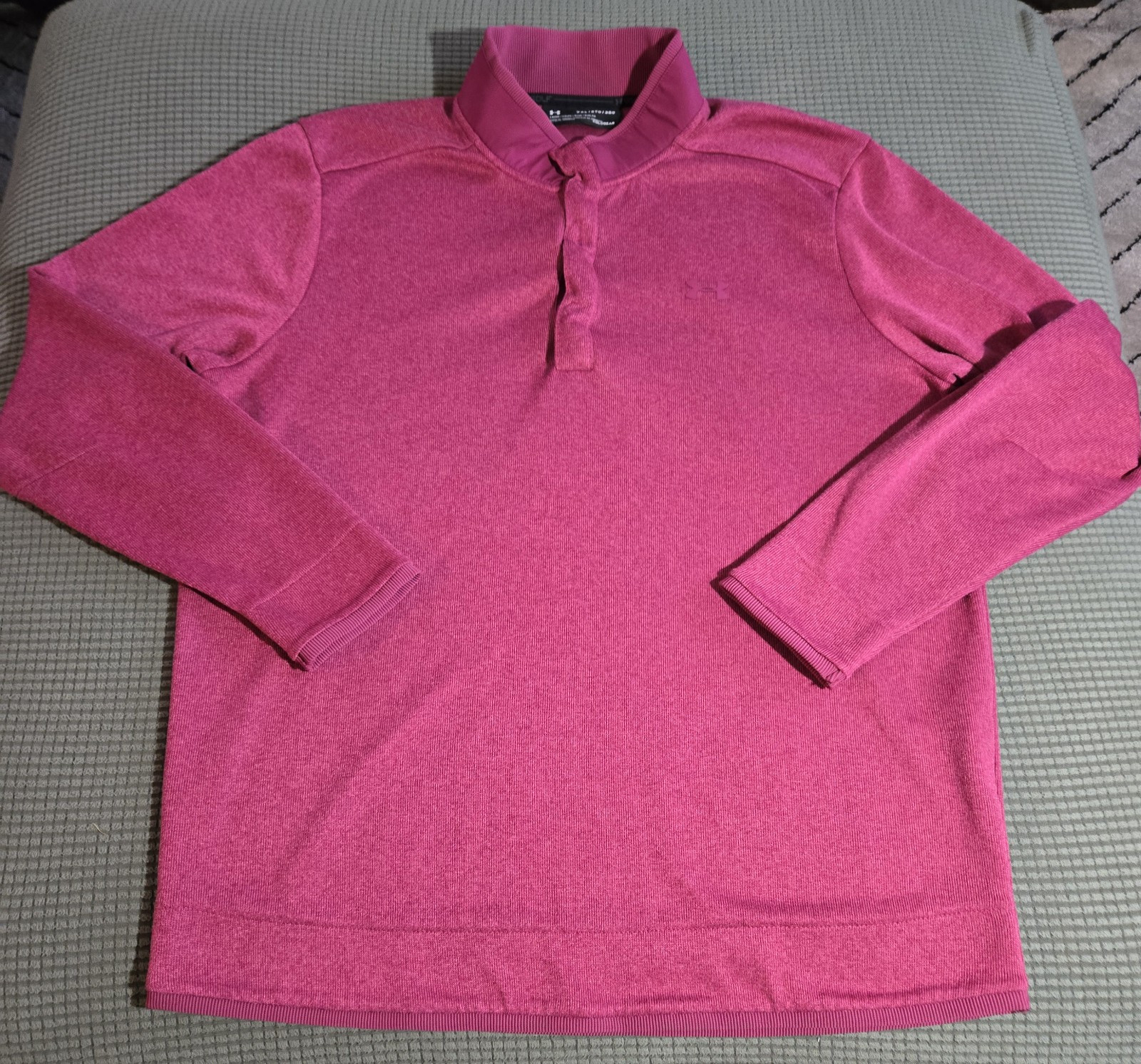 Under Armour Storm Sweater Fleece Mens XL Pink Rouge Snap Button Mock Pullover gallery