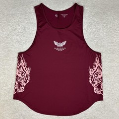 Darc Sport Tank Top Mens Large Red Dry Wolf Flames Bodybuilding Gym Workout