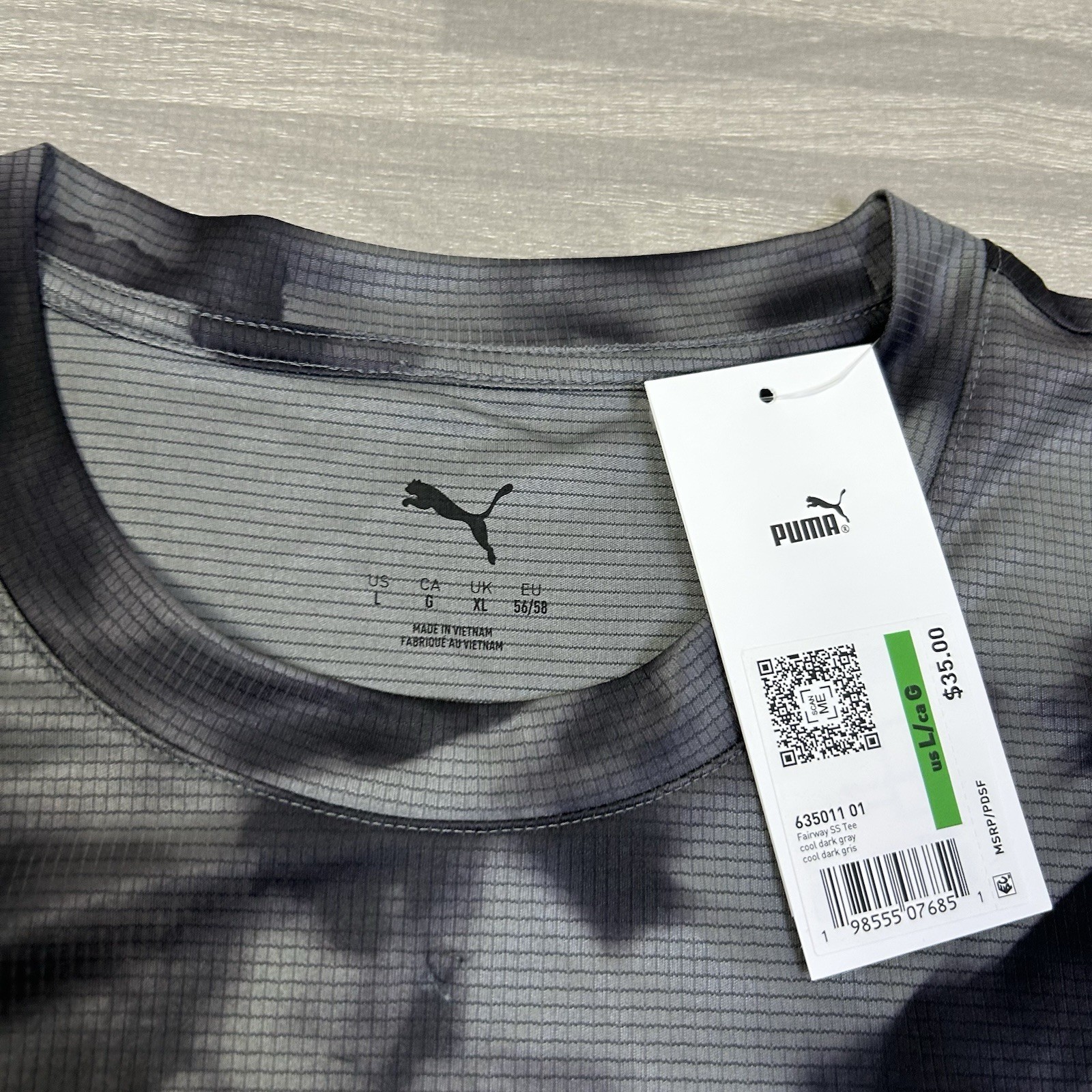 Puma Fairway Short Sleeve Active T-Shirt Mens Large Cool Dark Gray Tie-Dye $35 gallery