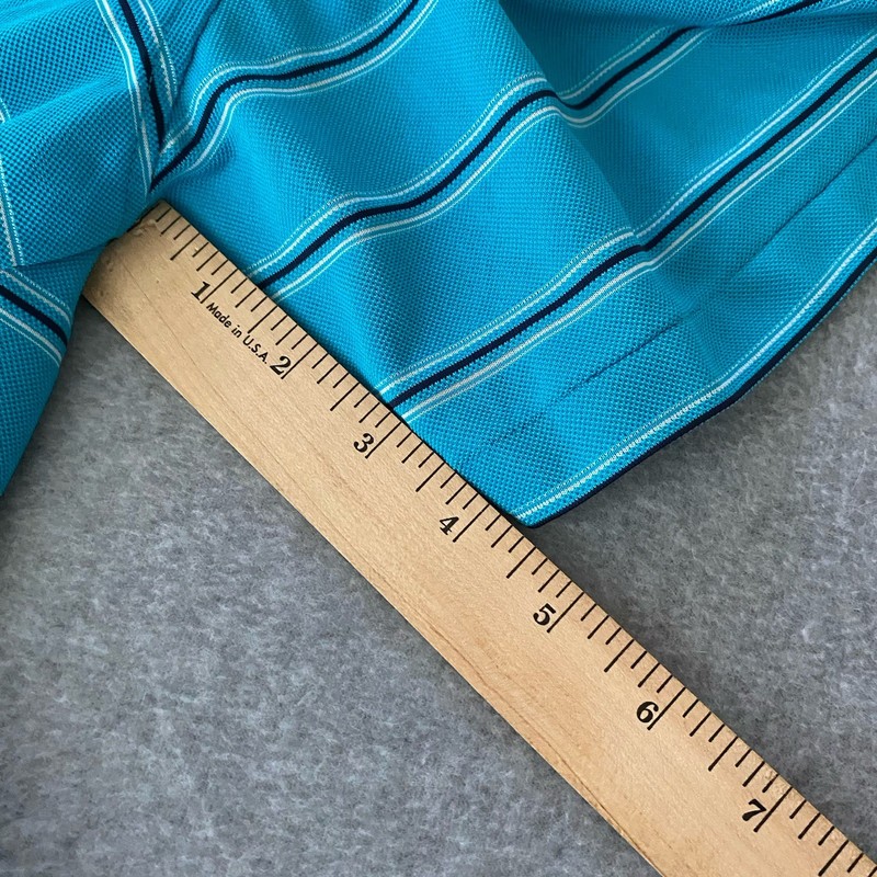 IZOD Golf Polo Shirt Button Up Mens Size XL Turquoise Boxy Striped Performance gallery