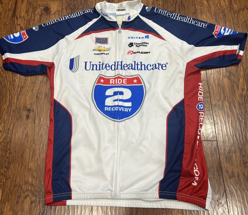 Cycling Jersey Mens XXL Ride 2 Recovery UnitedHealthcare USO Red White Blue USA