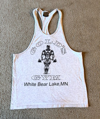 VTG Gold’s Gym White Bear Lake, MN Men’s Gray Muscle Shirt Tank Top – Size M/L