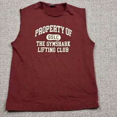 Gymshark Tank Top Mens M Burgundy GSLC Lifting Club Sleeveless Sweatshirt Cotton