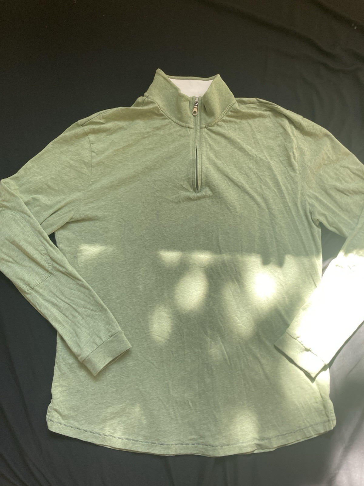Left Coast Tee Men's L Green Solid Cotton Mock Neck 1/4 Zip Pullover Top gallery