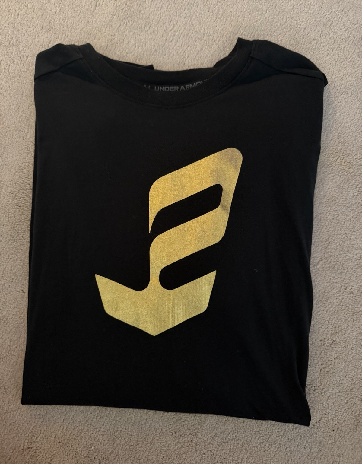 Under Armour HeatGear Loose Polyester T-Shirt Black/Gold Logo Curry L gallery