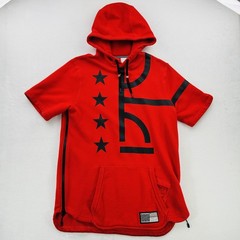Nike Air Short Sleeve Hoodie Mens Large Red Black Graphic Stars Athletic Shirt