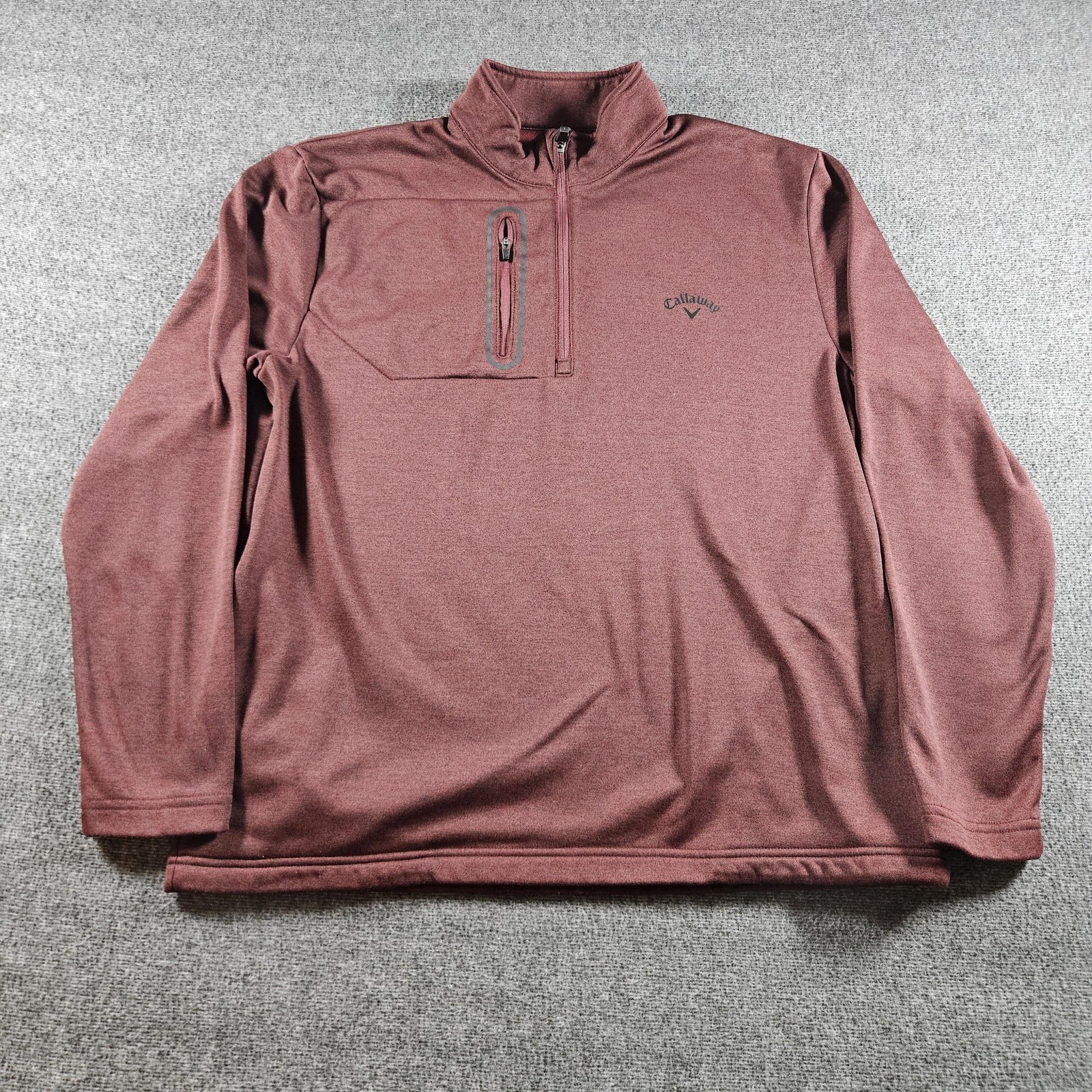 Callaway Pullover Mens Large Red Heather 1/4 Zip Golf Mock Neck Shirt Top gallery