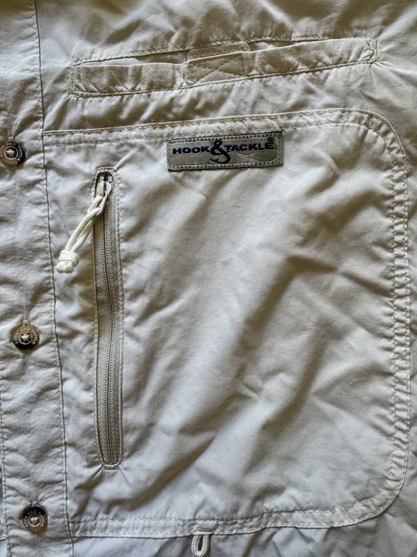 Hook & Tackle Outfitters Men's Technical Fishing Shirt Beige, Size Large gallery