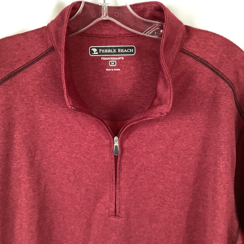 Pebble Beach Men’s Medium Performance 1/4 Zip Pullover Long Sleeve Burgundy Golf gallery