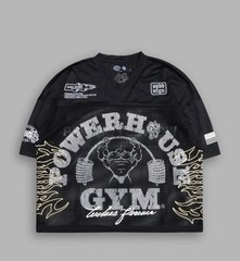 Darc Sport Powerhouse Gym Wolves Forever Men’s Black Mesh V-Neck Jersey L