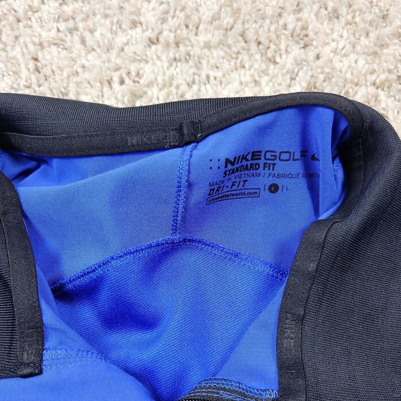 Nike Golf Pullover Mens Large Blue Standard Fit 3/4 Zip Dole Logo Sweatshirt gallery