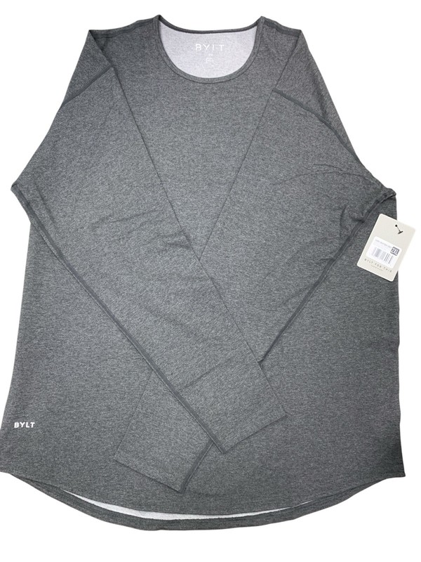 BYLT Drop Cut Lux Performance Stretch Dark Grey Crew Neck Shirt Men's 2XLarge gallery