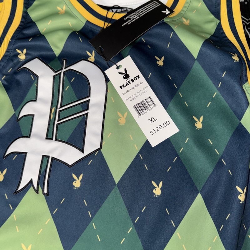 PLAYBOY#1 MEN'S ARGYLE PATTERN BASKETBALL JERSEY XL NWT Htf gallery