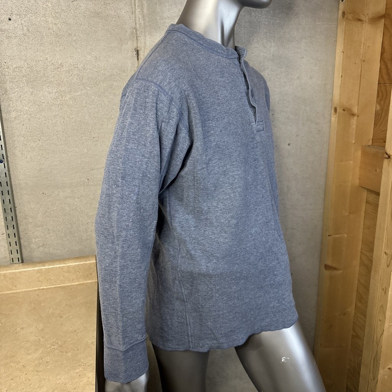 LL Bean River Driver Wool Blend Henley Shirt Men’s XL Blue-Gray Made In Canada gallery