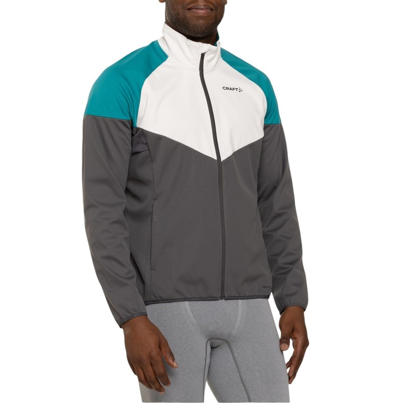 Craft Glide Jacket Men’s XL White Gray Green Waterproof Windproof Full Zip gallery