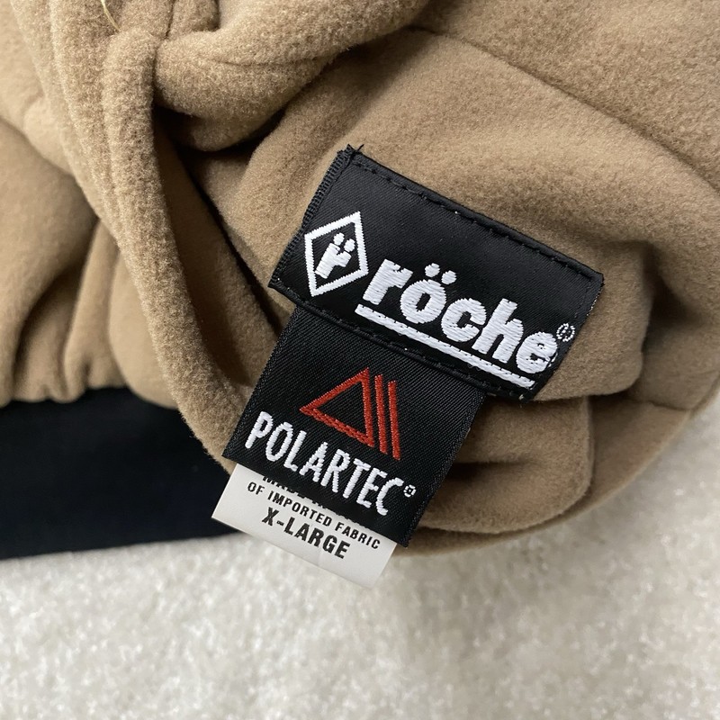 Vtg Roche Polartec Golf 1/2 Zip Pullover Sweater Tan Plaid Reversible XL - Logo gallery