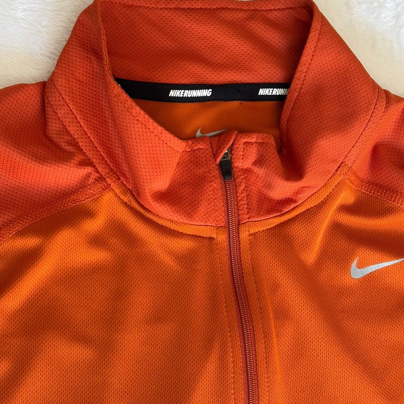 Nike Running Men's Element Pullover 1/2 Zip Orange Gray Top 451256-021 Size L gallery