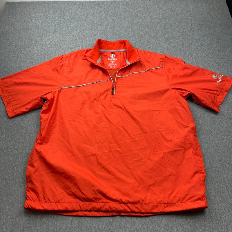 Sunice 1/4 Zip Short Sleeve Rain Gear Golf Top Windbreaker Mens Large Orange gallery