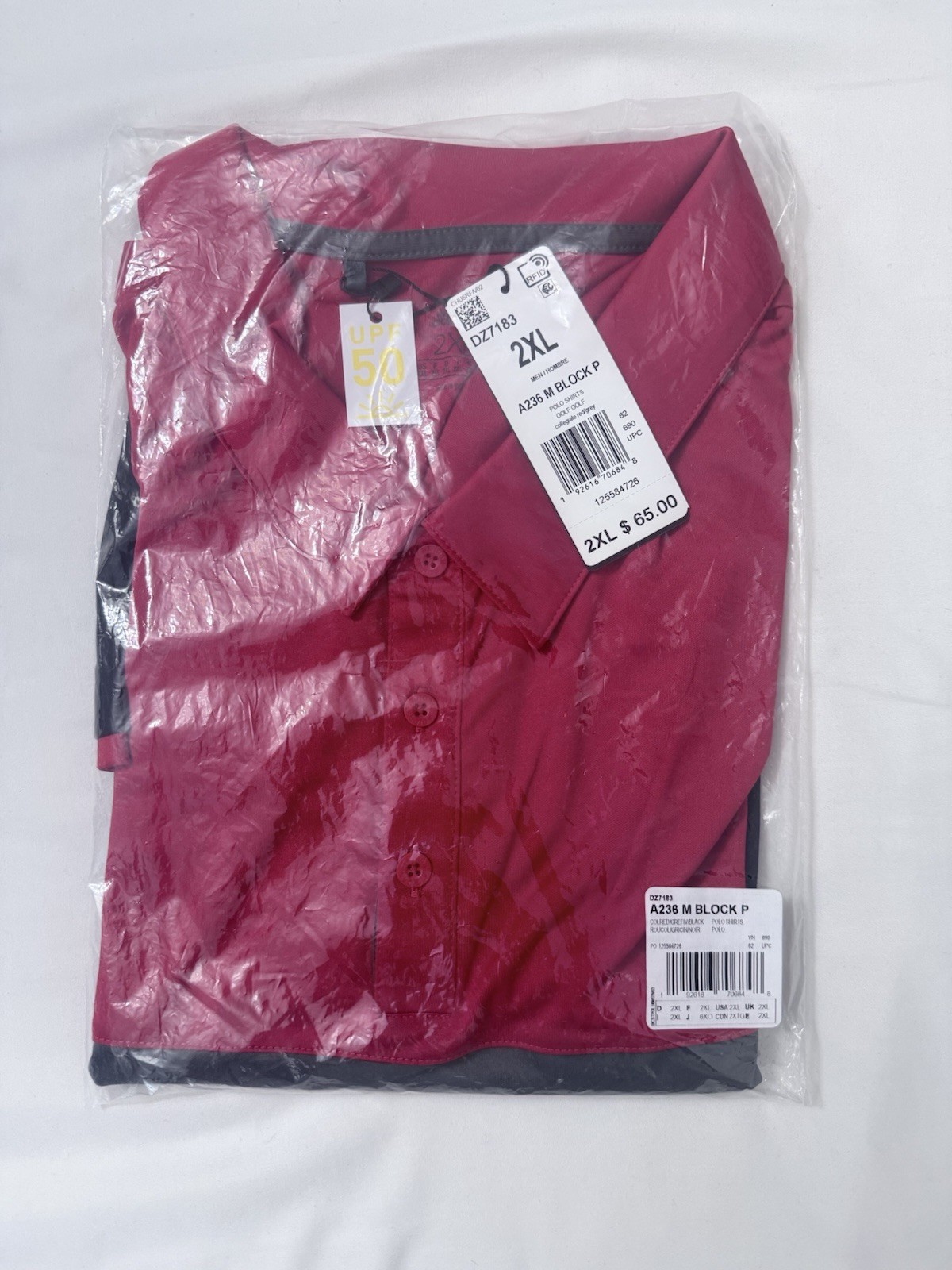 Adidas A236 Men’s Merch Block Polo Collegiate Red/Grey Five 2XL gallery