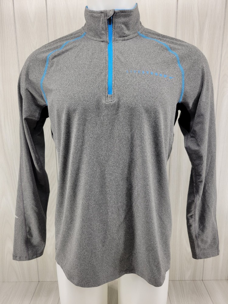 Nike Fit Livestrong 1/4 Zip LS Pullover Performance Shirt Mens Size Medium Gray