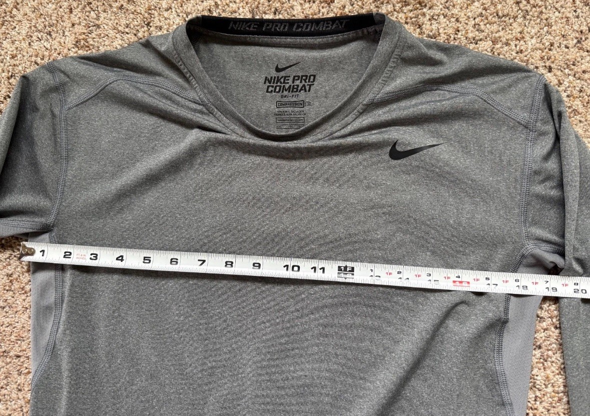 Nike Pro Combat Dri-FIT Grey Long Sleeve Shirt Youth XXL/Men’s Medium Fitted gallery