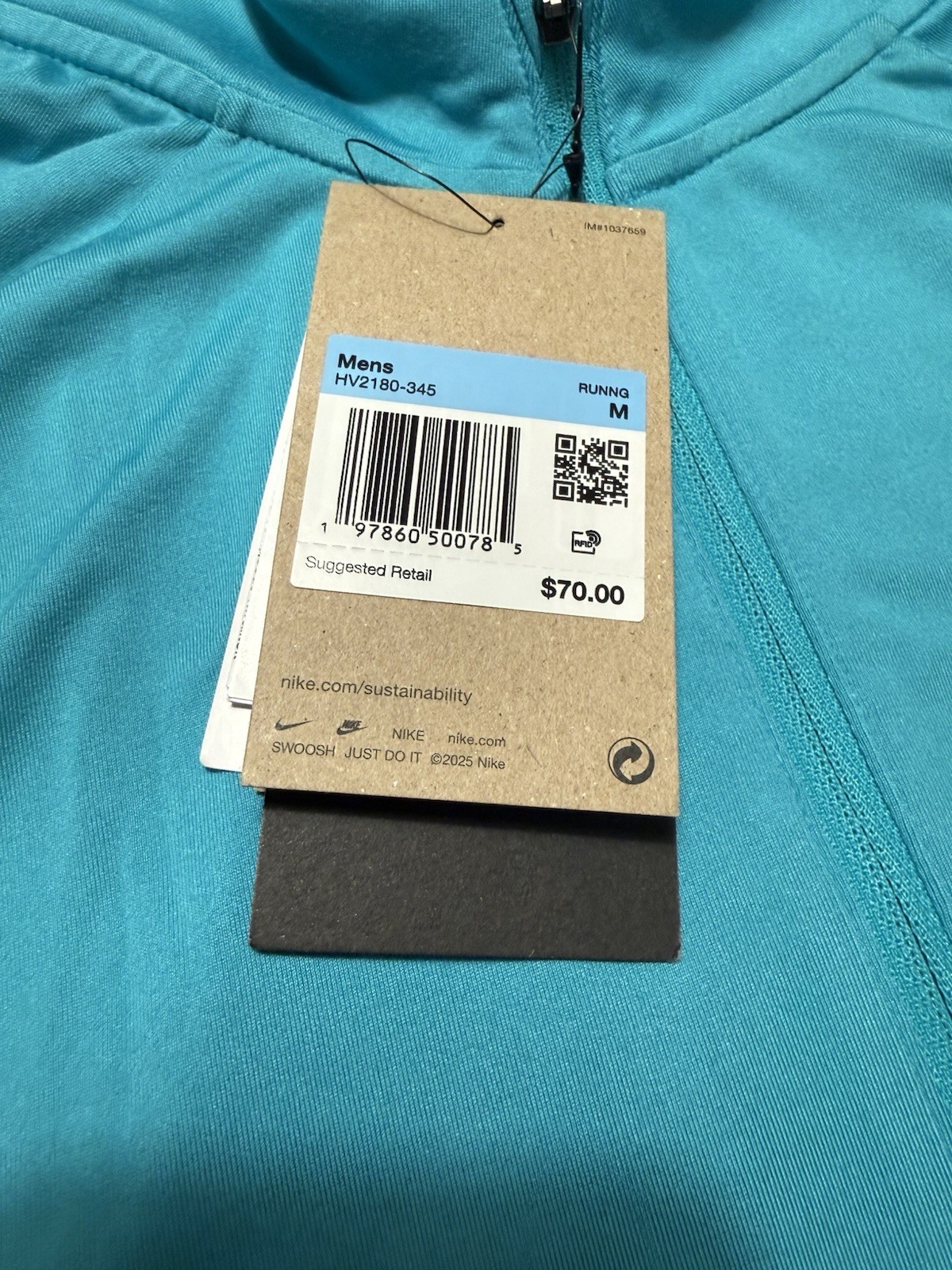 Nike Stride Running 1/4 Quarter Zip Pullover Mens Medium Teal HV2180-345 NEW gallery