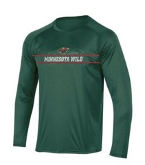 NEW Mens MINNESOTA WILD NHL Long Sleeve Athletic Top Shirt 100% Poly Green Sz M