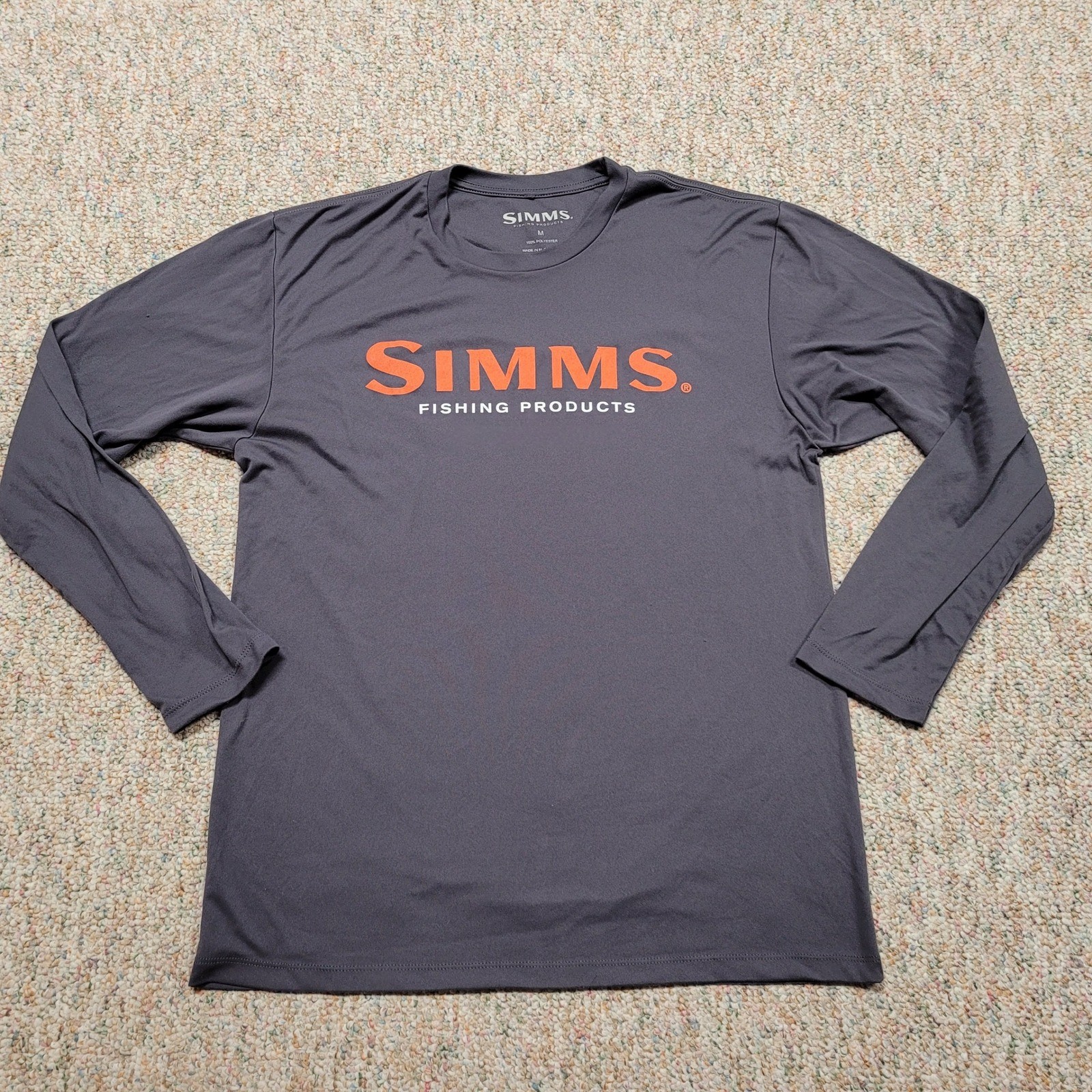 Simms Fishing Shirt Men Medium Gray Long Sleeve Graphic Logo Performance Outdoor gallery