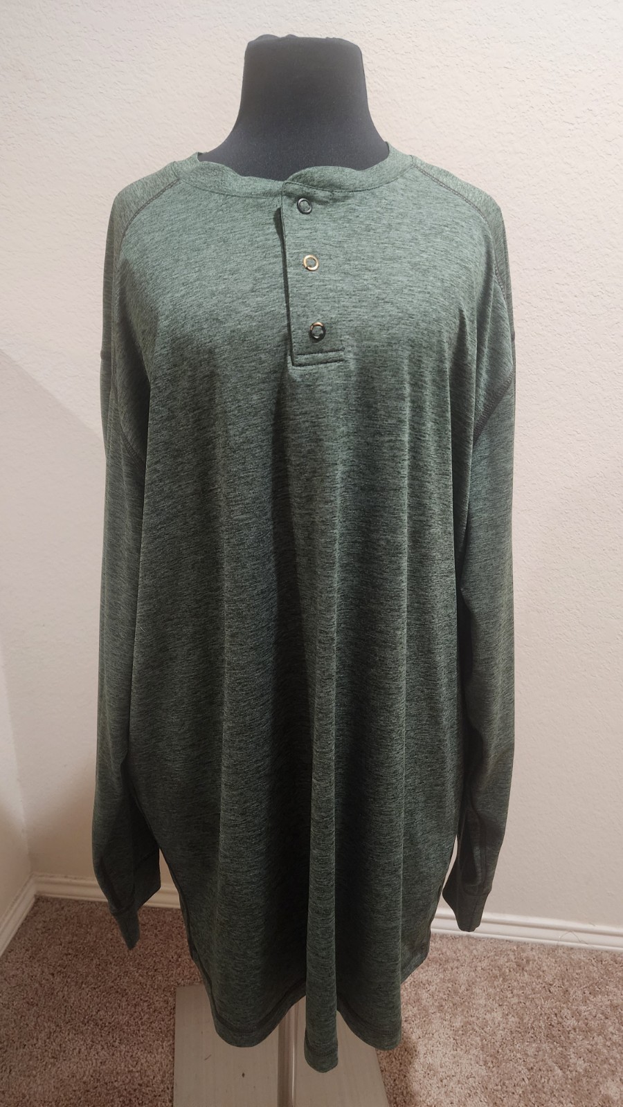 Roundtree & Yorke Mens Performance Shirt Size 2XT Athletic Henley Pullover Green gallery