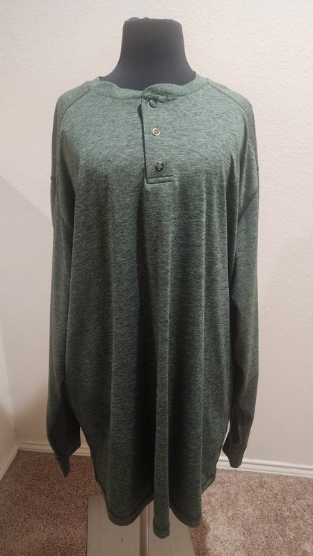 Roundtree & Yorke Mens Performance Shirt Size 2XT Athletic Henley Pullover Green gallery