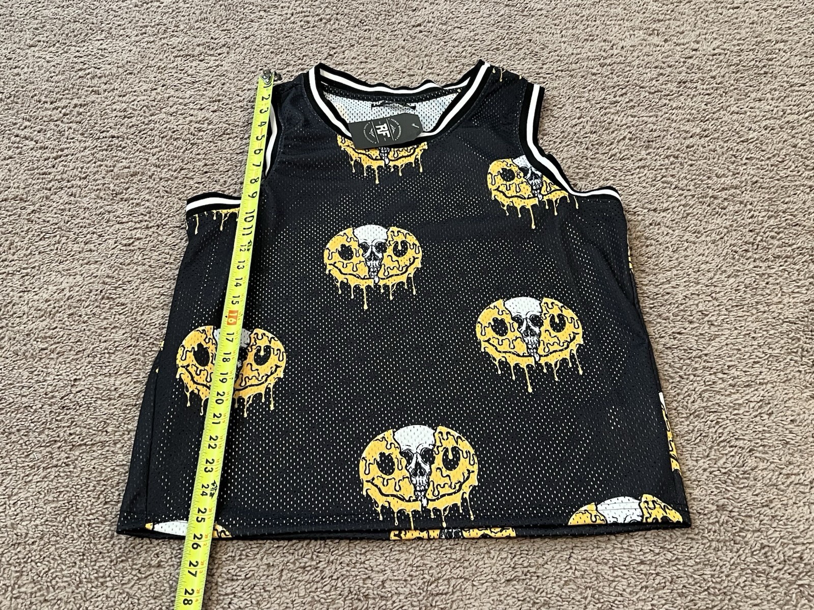 RF Brand Men's Black Mesh Skull / Melting Smiley Face Tank Size Medium NWT gallery