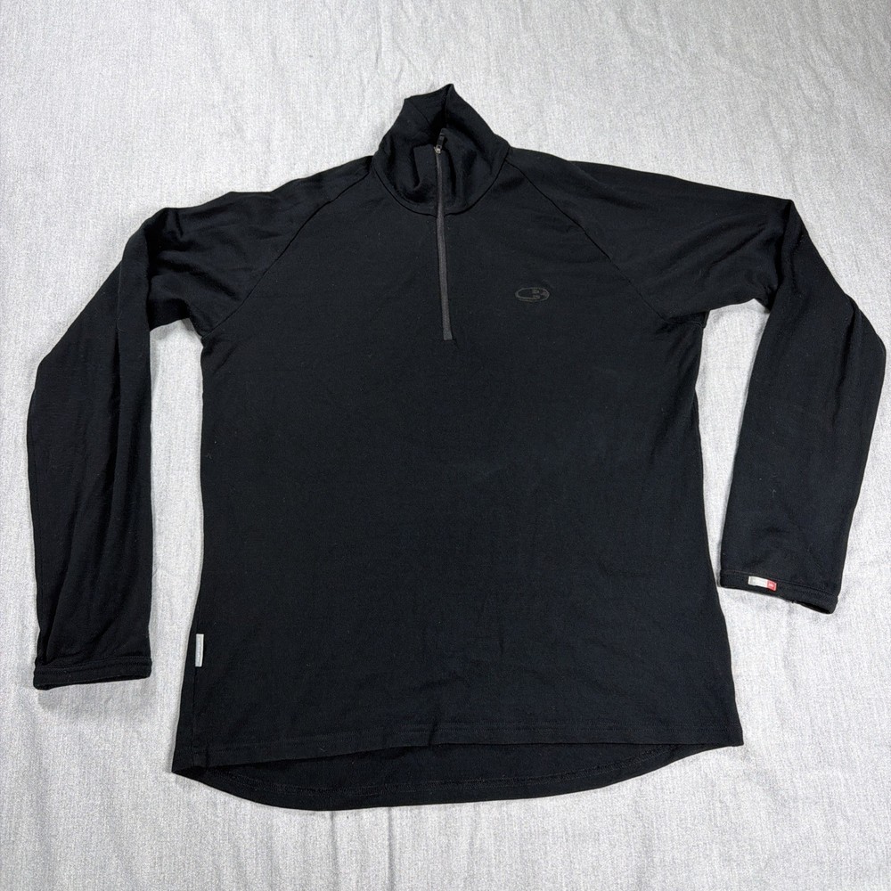 Icebreaker Body Fit 260 Merino Wool 1/4 Zip Pullover Mens Sz XL Slim Fit Black