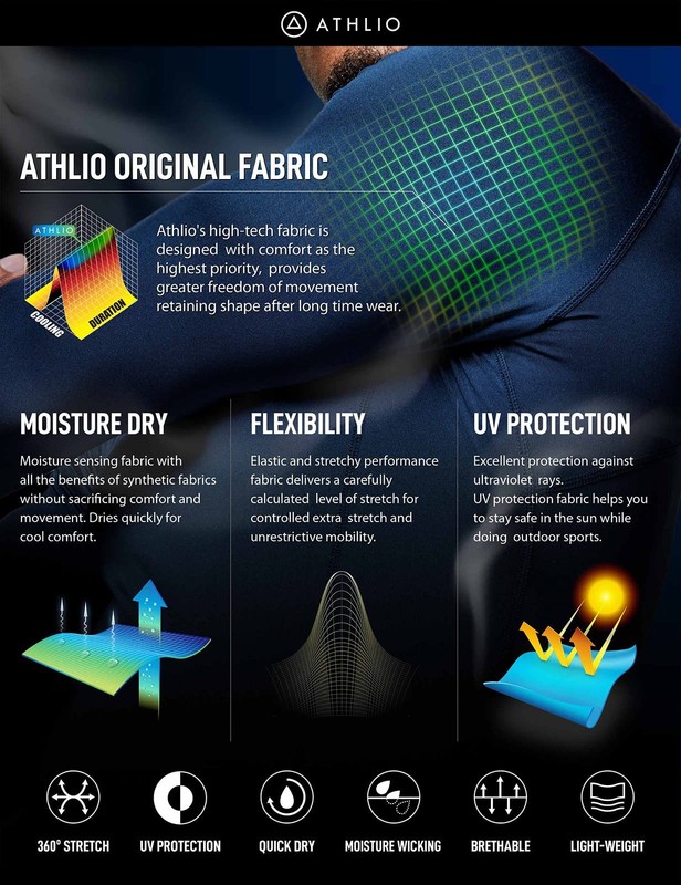 ATHLIO Mens UPF 50+ Long Sleeve Compression Shirts, Water Sports Rash Guard B... gallery