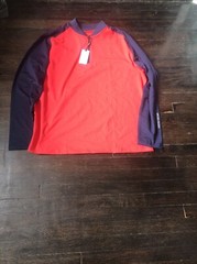 Michel Rouen Performance Red Blue Colorblock Quarter zip Golf Logo Pullover 2XL