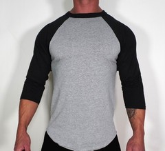 MEN’S GRAY/BLACK RAGLAN SHIRT ADULT L