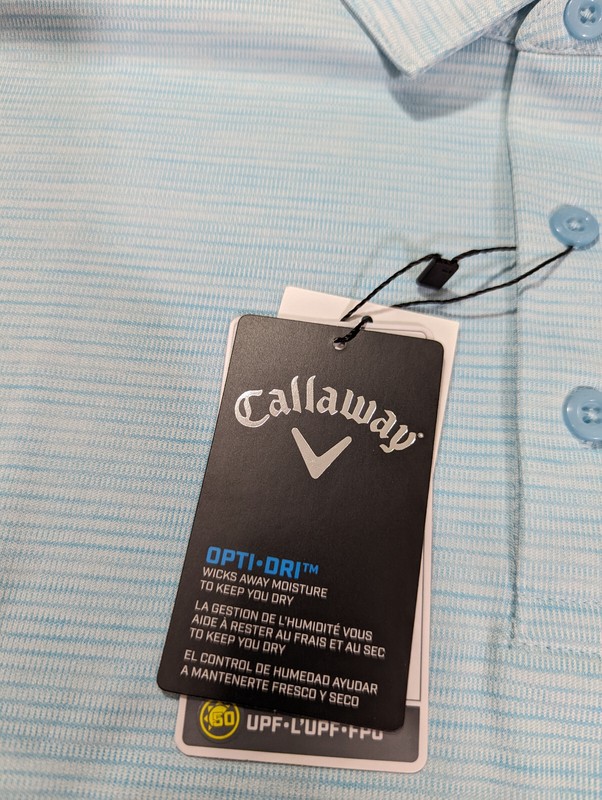 Callaway Men`s Golf Opti Dri Blue Heather Polo Shirt Size 2XL Short Sleeve gallery