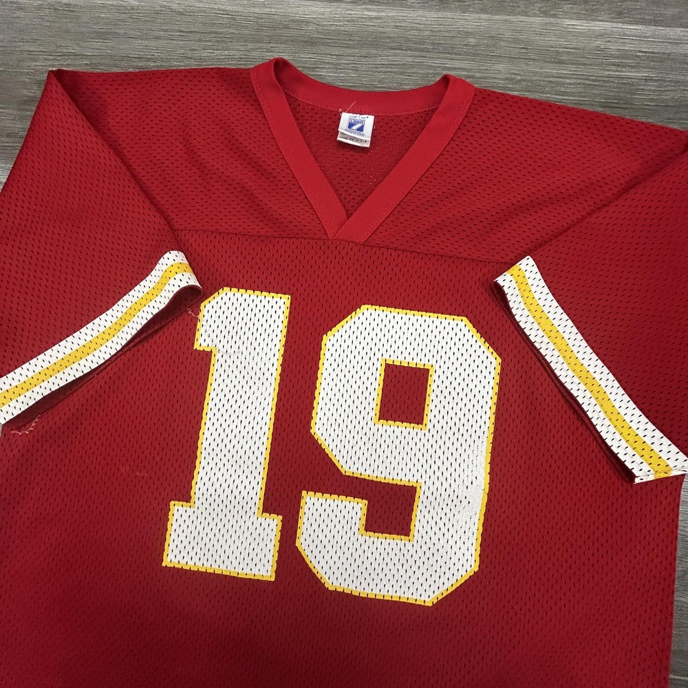 Vintage Logo 7 Football Jersey Mens Large Red Kansas City Chiefs Made USA 90s