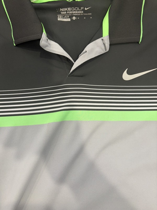 Nike Dri-Fit Mens Medium Polo Golf Shirt Short Sleeve Gray Tour Performance gallery