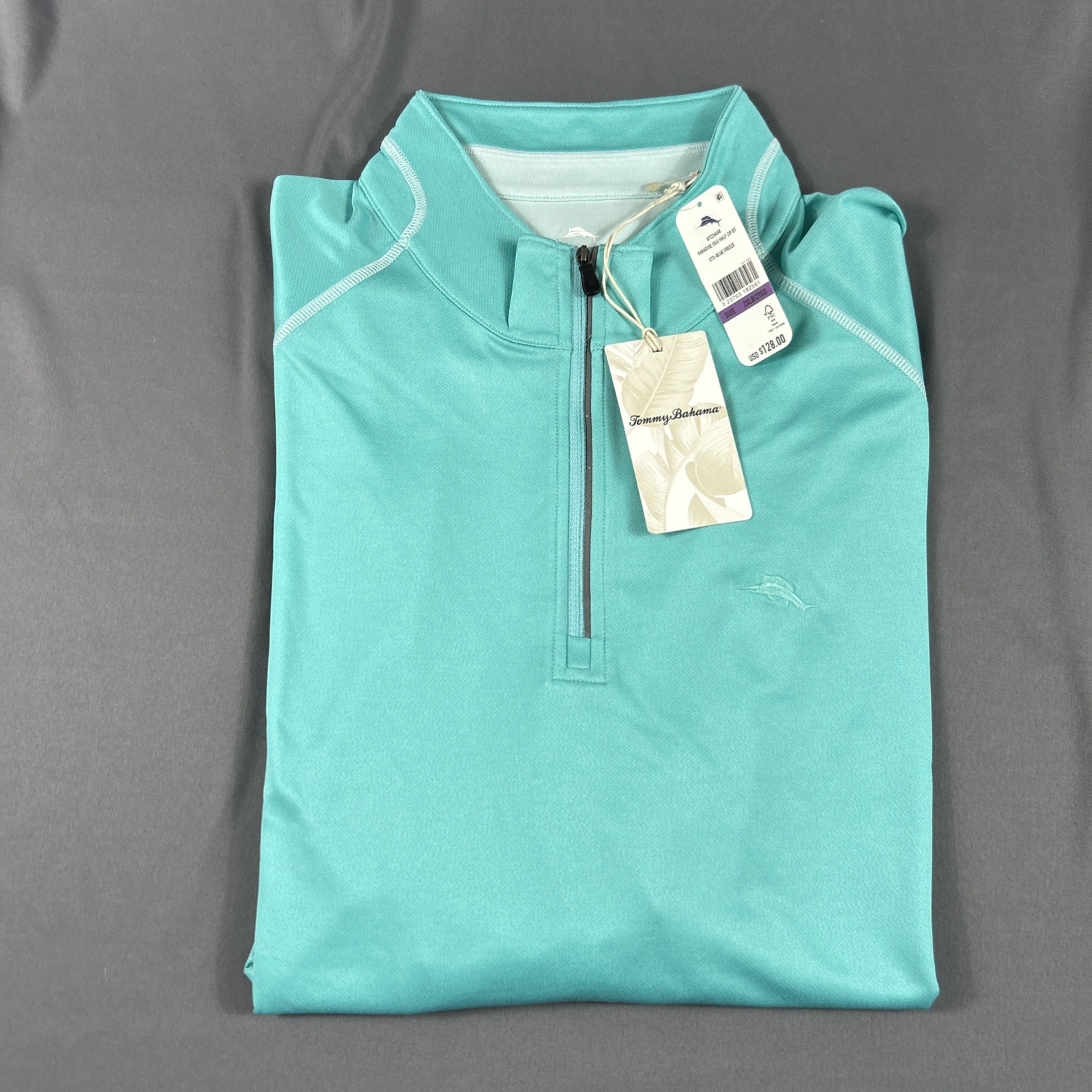 Tommy Bahama Golf Pullover Paradise Isle 1/4 Zip 2XLB Blue Polyester MSRP $128 gallery