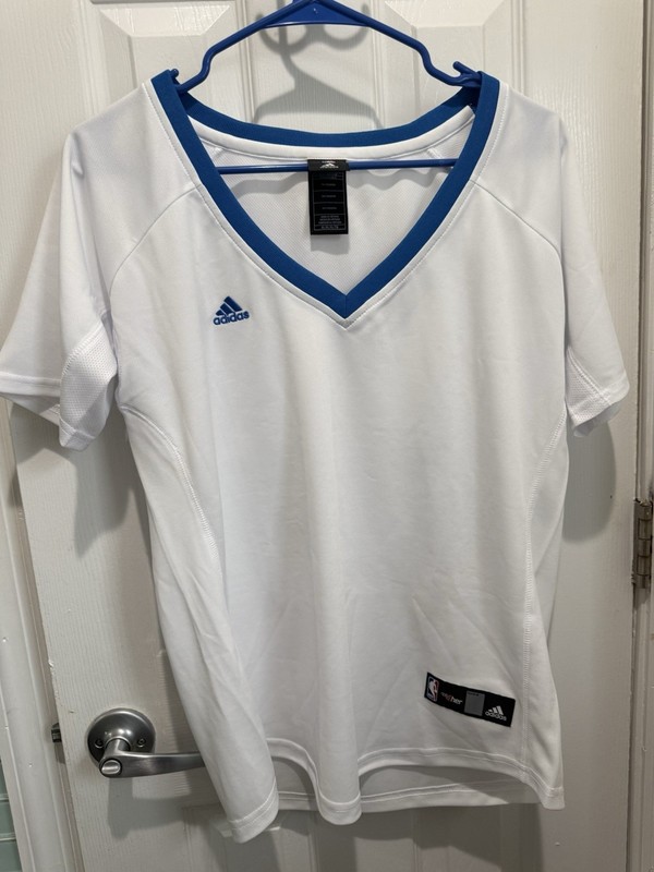adidas NBA 4 Her Men’s T-Shirt XL White/Blue Mesh Polyester V-Neck Athletic gallery