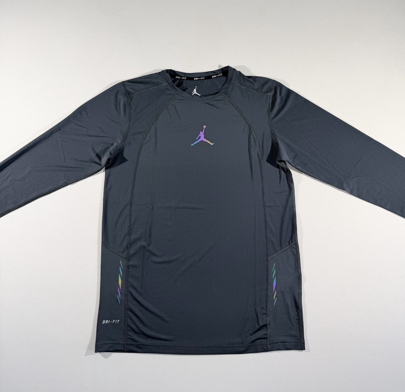 Nike Jordan Dri-Fit Youth Gray Iridescent Jumpman Logo L/S Performance Shirt XL gallery