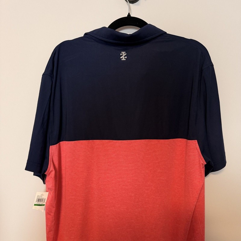 IZOD Golf Polo Shirt Men’s Large Blue Pink Colorblock Stretch Performance NWT gallery