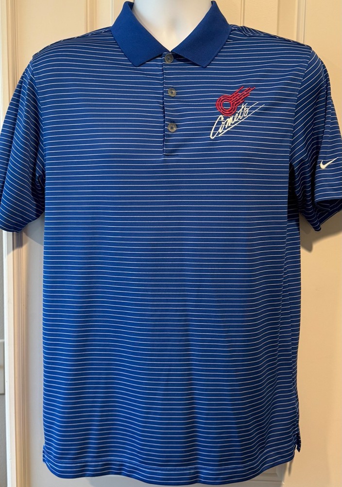 Nike Golf Tour Performance Kansas City Comets Soccer Blue Striped Shirt - Small