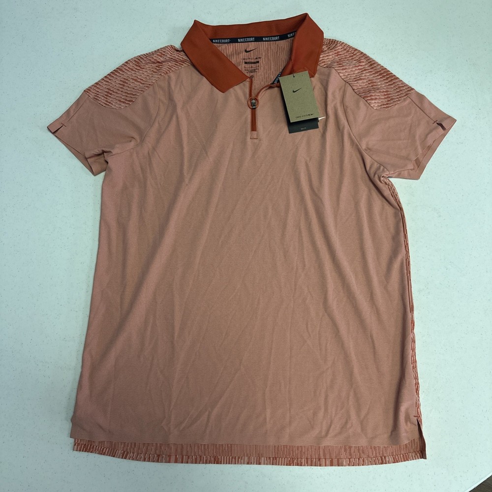 Nike Court Men's Dri-Fit Slam tennis Polo top Orange FD5244-606 Size LARGE