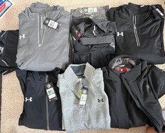Under Armour Apparel Lot Men’s Large XL Golf ColdGear 1/4 Zip Jackets Polos Bulk